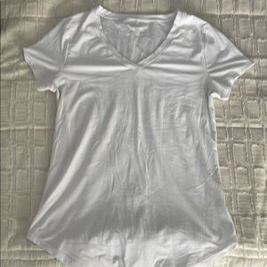 White V-Neck Women's Athletic Top